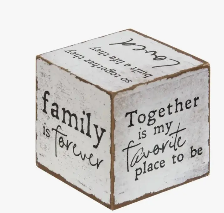 Wooden Family Sentiment Cube Decor 1