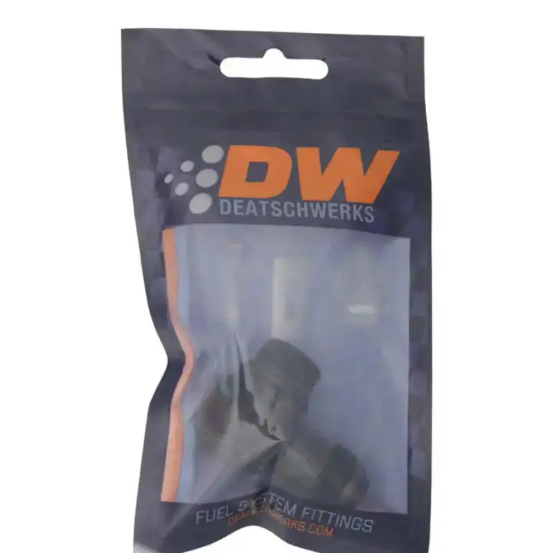 Deatschwerks 8An Orb Male To 8An Male Flare — Low-Profile 90° Swivel Fitting, Matte Black Anodized 1