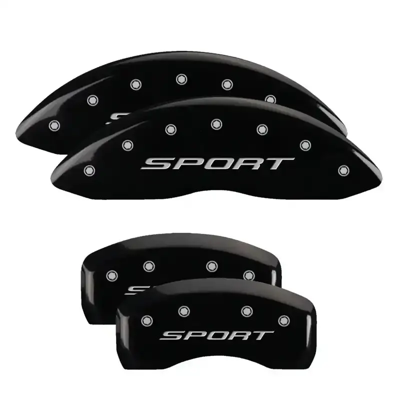 Mgp Engraved 4-Piston Caliper Covers – Front And Rear, Black Finish With Silver Accent 1